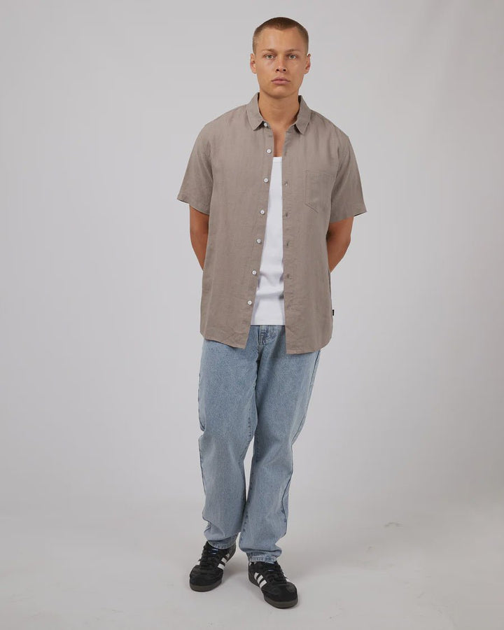 Linen SS Shirt - Mushroom - Chillis & More NZ