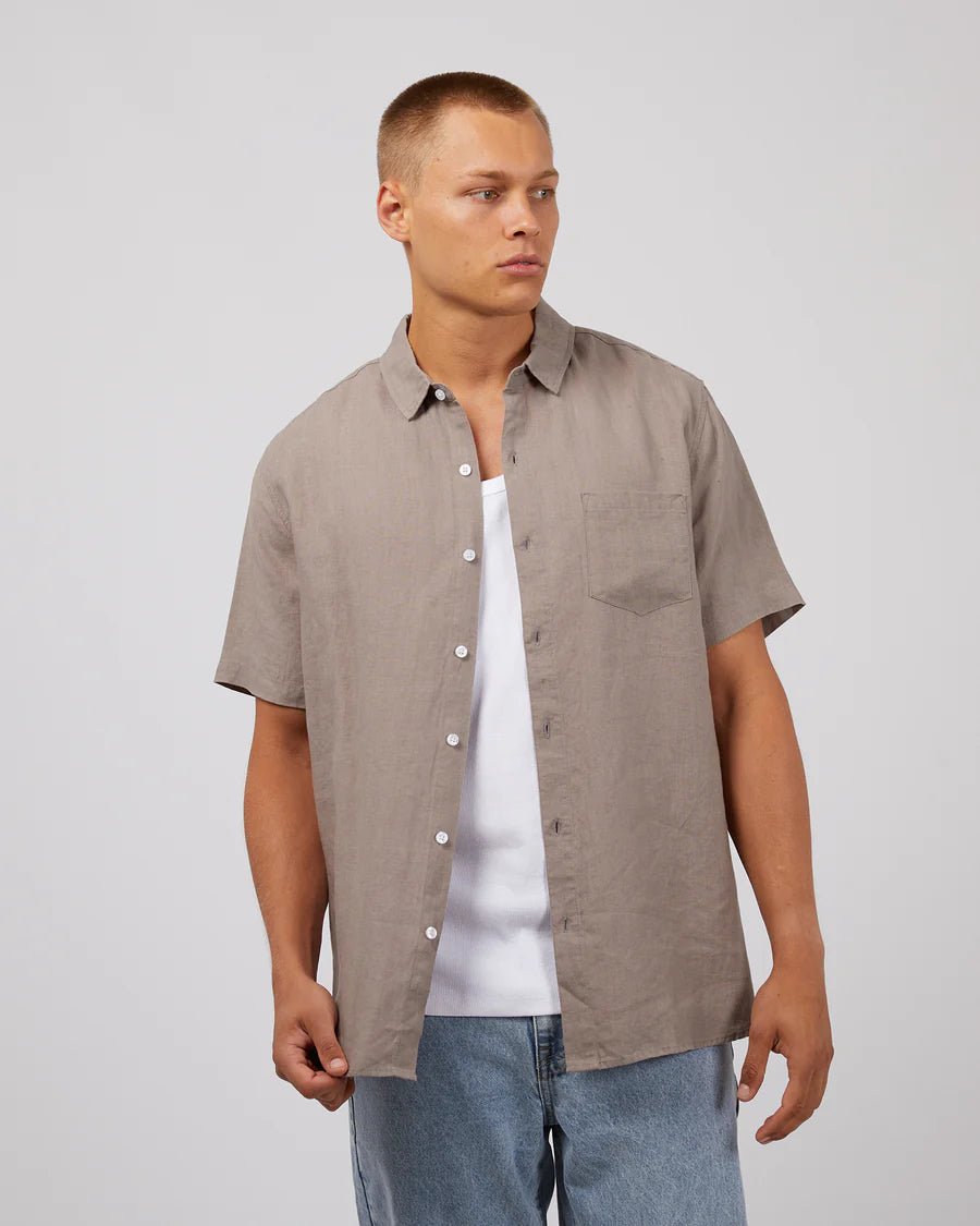 Linen SS Shirt - Mushroom - Chillis & More NZ