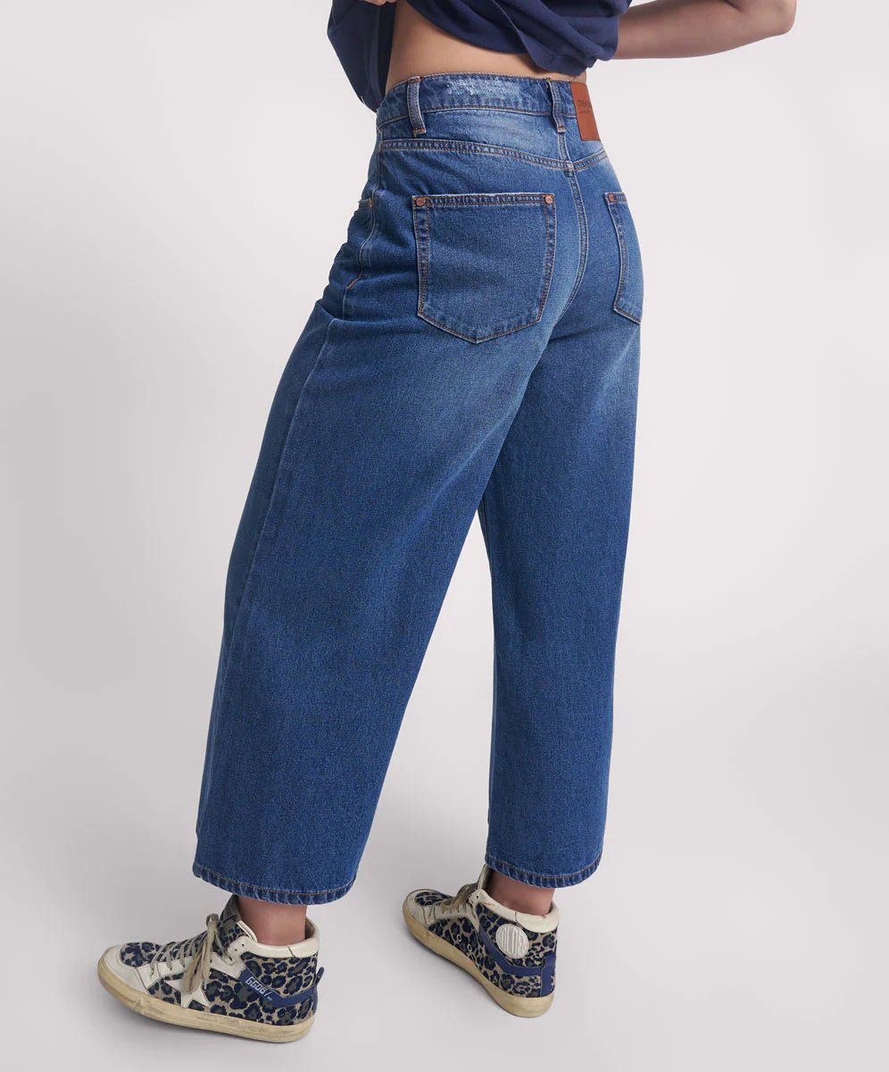 Love Machines Super Wide Leg Cropped Jeans - Deep Pacifica - Chillis & More NZ