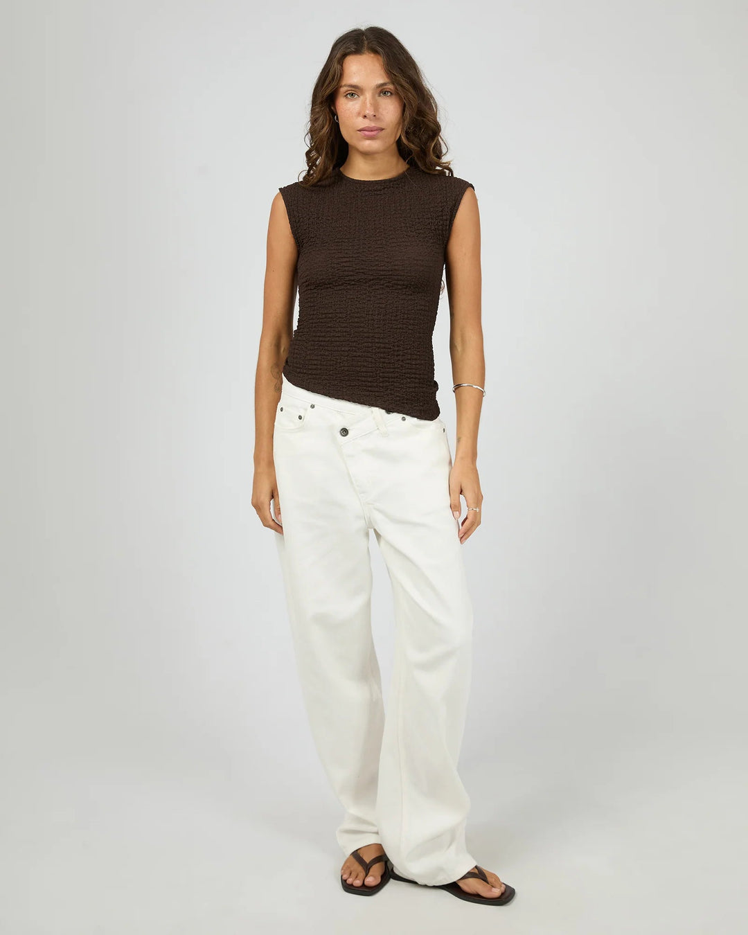 Luca Textured Top - Chocolate - Chillis & More NZ