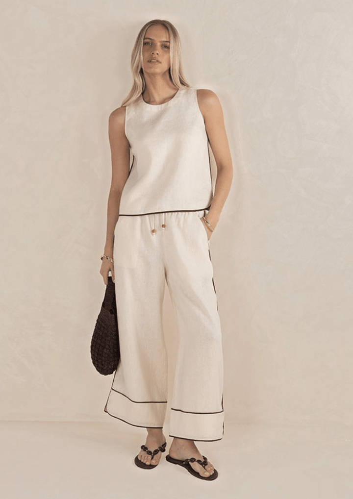 Lugano Pant - Cream/Choc - Chillis & More NZ