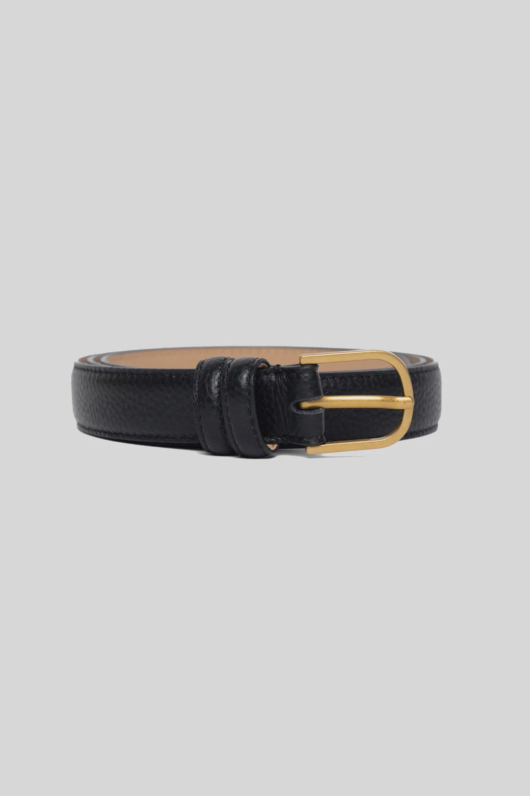 Luna Black Leather Matte Gold Buckle Belt - Black - Chillis & More NZ