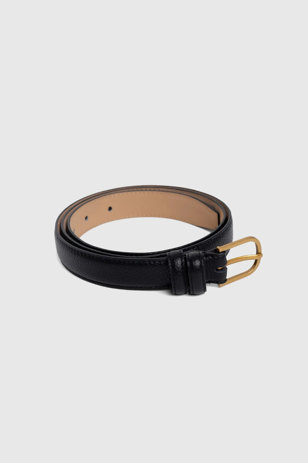 Luna Black Leather Matte Gold Buckle Belt - Black - Chillis & More NZ