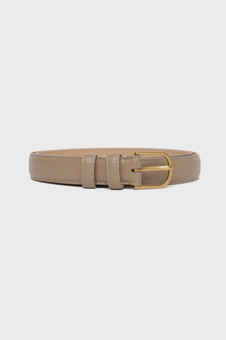 Luna Taupe Leather Matte Gold Buckle Belt - Chillis & More NZ