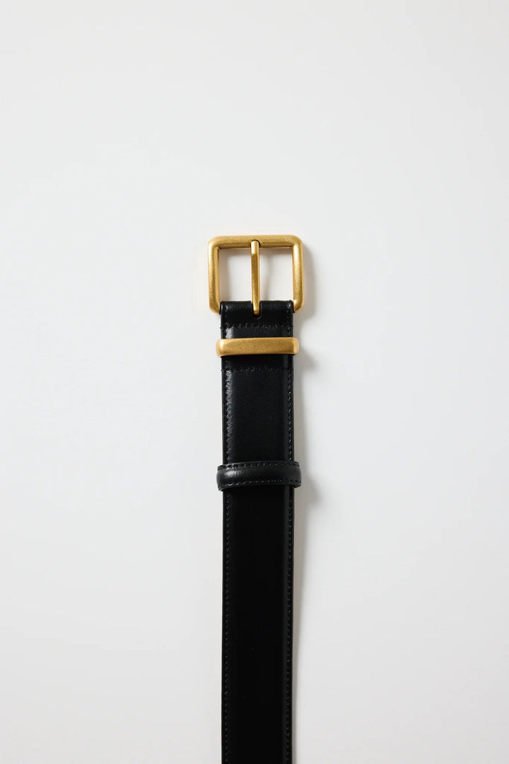 Luxe Black Leather Matte Gold Buckle Belt - Chillis & More NZ