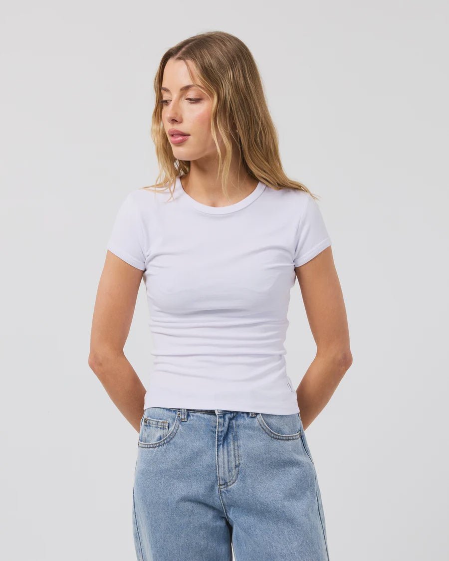 Luxe Rib Baby Tee - White - Chillis & More NZ