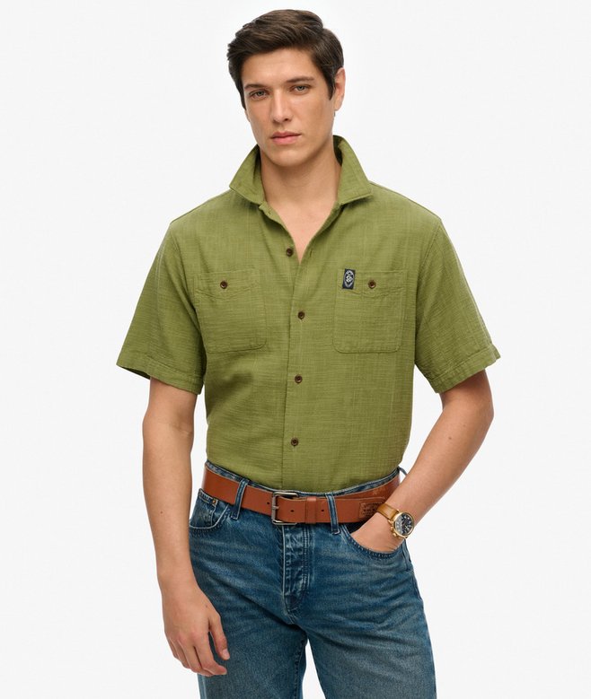 Merchant Textured Shirt - Burnt Sage - Chillis & More NZ