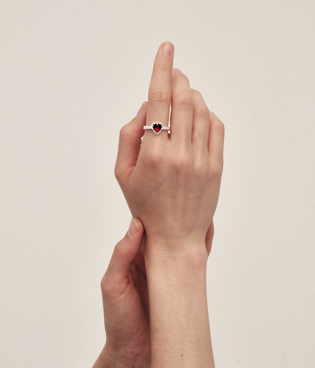 Mini Love Claw Ring - Garnet - Chillis & More NZ