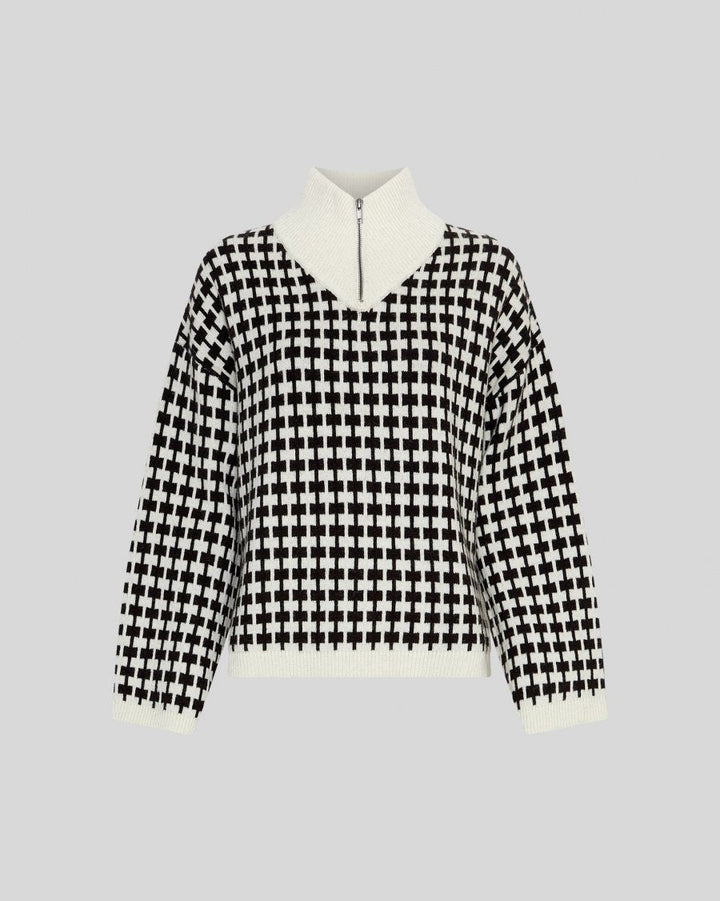 MSCH Amaria Zip Pullover - Egret/Black - Chillis & More NZ