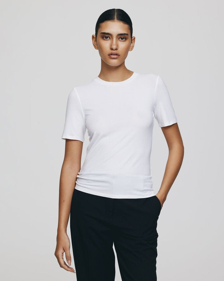 MSCH Betrina Rib 2/4 Tee - Bright White - Chillis & More NZ