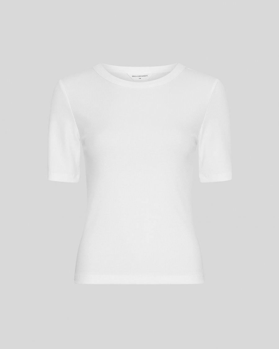MSCH Betrina Rib 2/4 Tee - Bright White - Chillis & More NZ