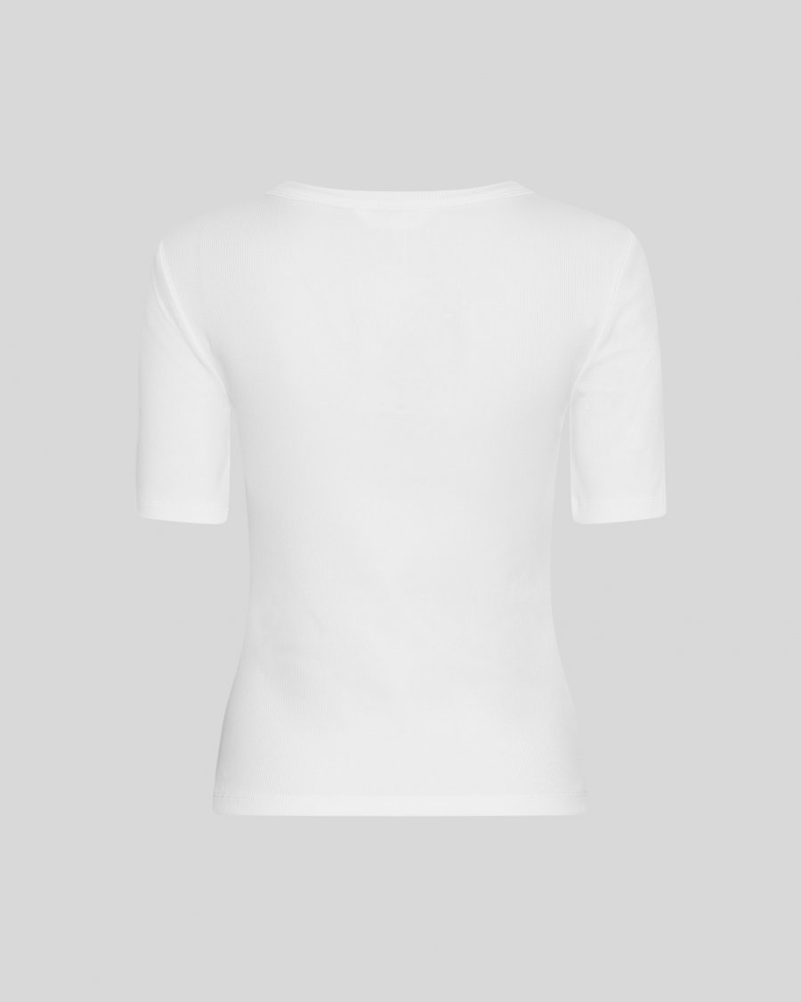 MSCH Betrina Rib 2/4 Tee - Bright White - Chillis & More NZ