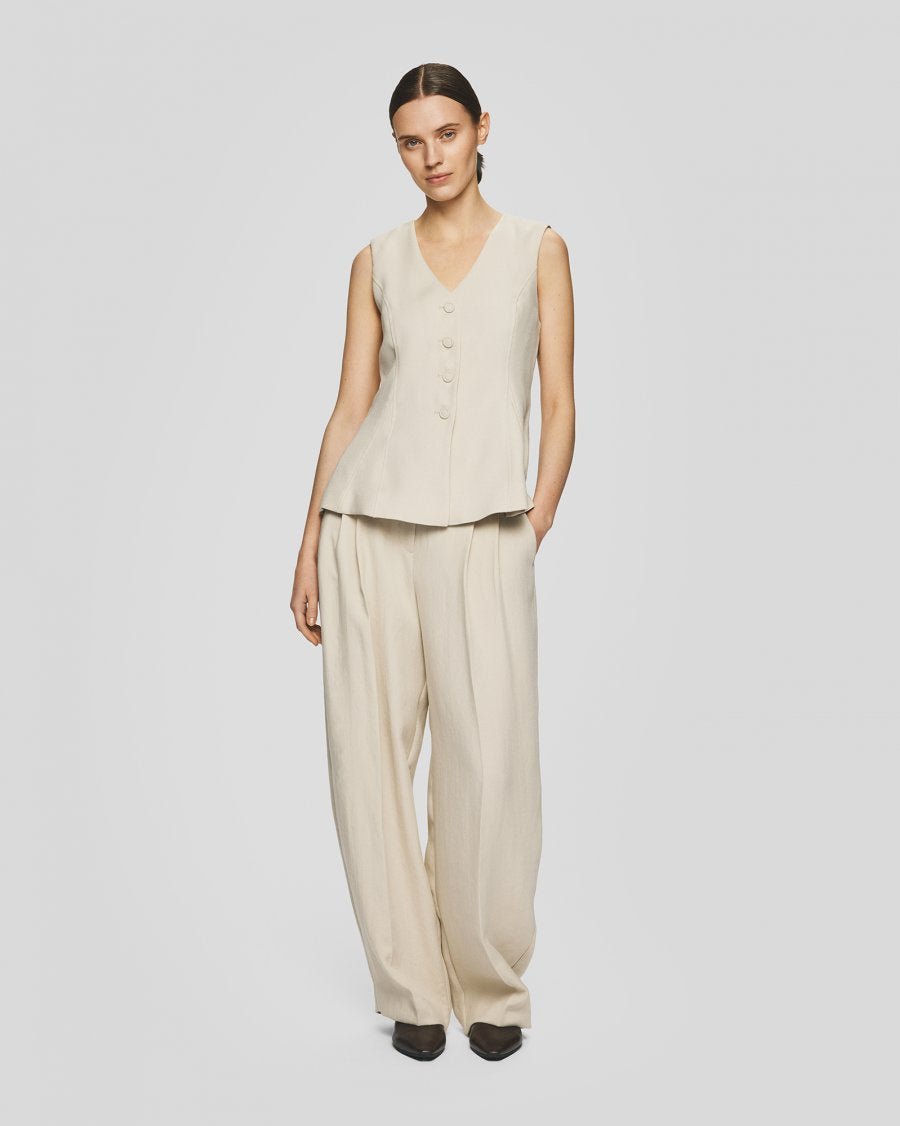 MSCH Esteriane HW Pants - Oatmeal Melange - Chillis & More NZ
