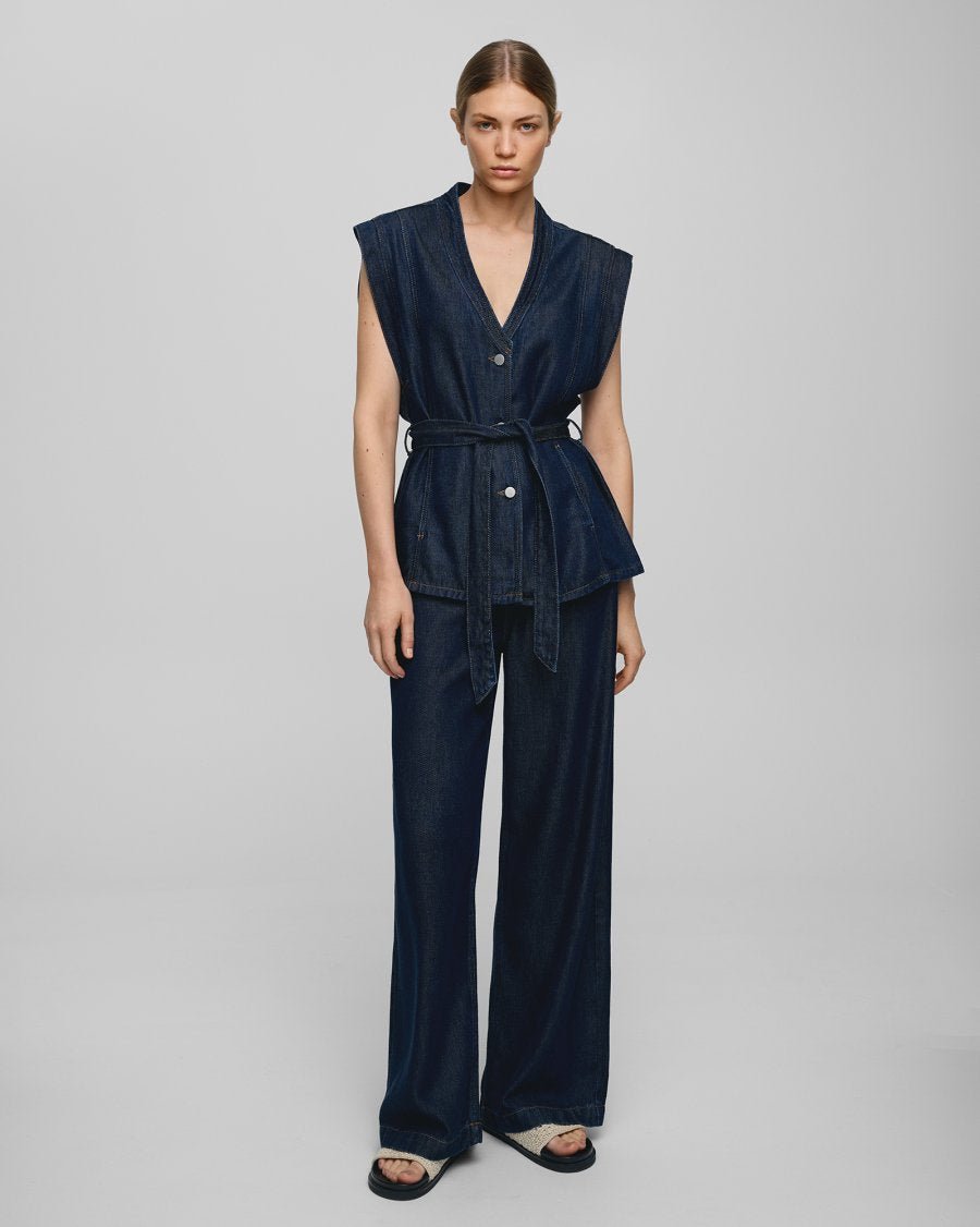 MSCH Josephine Rue HW Pants - Dark Blue Wash - Chillis & More NZ