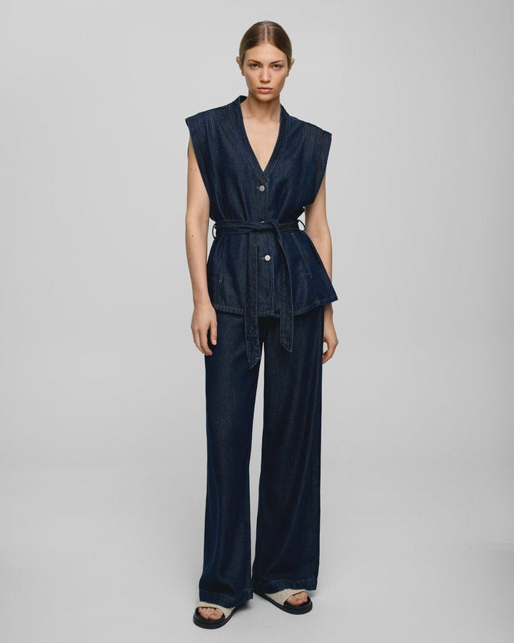MSCH Josephine Rue HW Pants - Dark Blue Wash - Chillis & More NZ