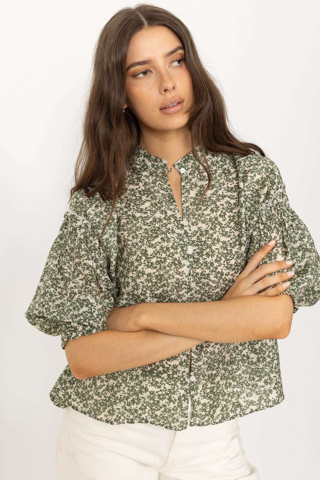 MSCH Seraphina Shirt AOP - Egret Flower - Chillis & More NZ