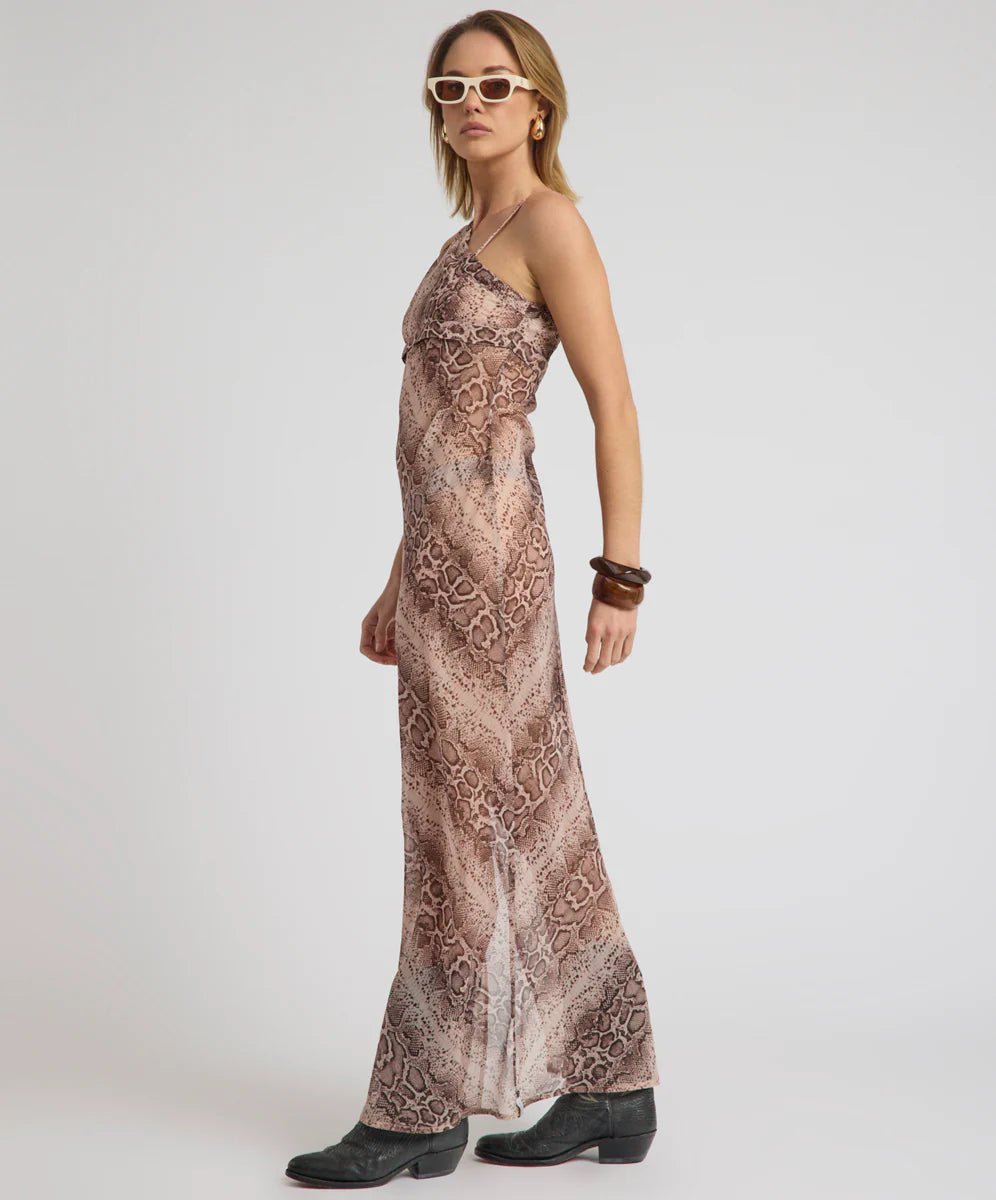 Negroni Sheer Chiffon One Shoulder Maxi Dress - Chillis & More NZ