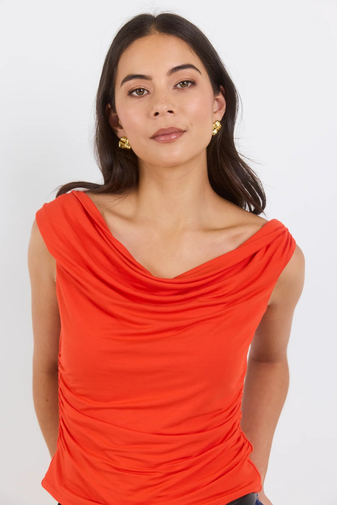 Nightlife Blood Orange Stretch Off Shoulder Top - Chillis & More NZ