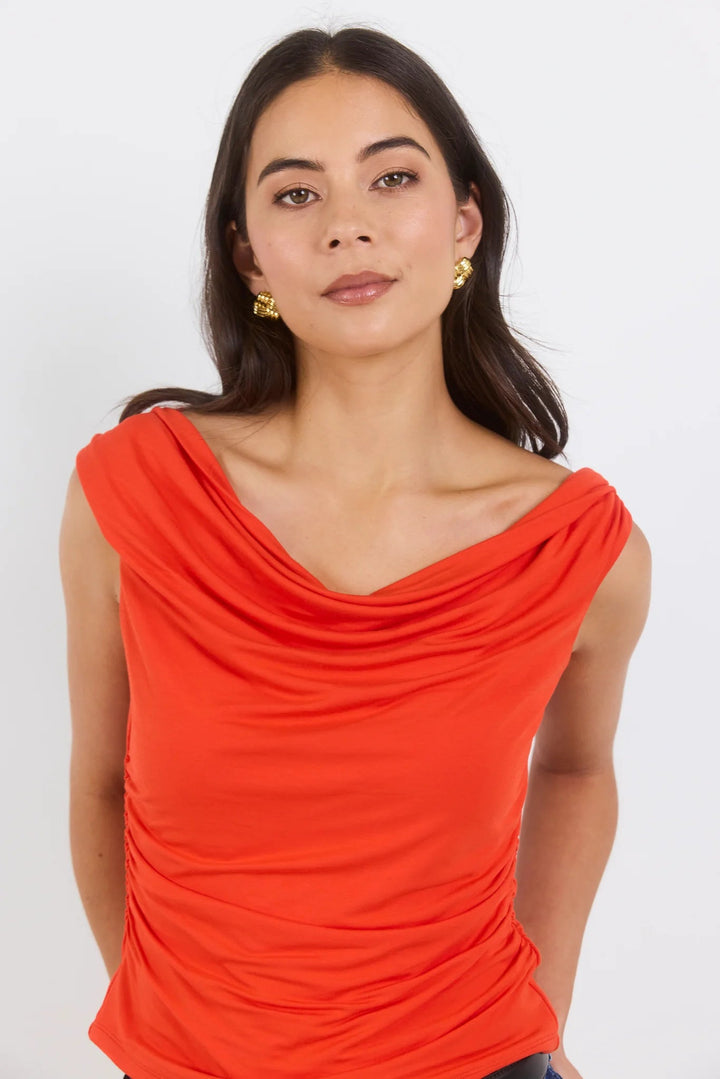 Nightlife Blood Orange Stretch Off Shoulder Top - Chillis & More NZ