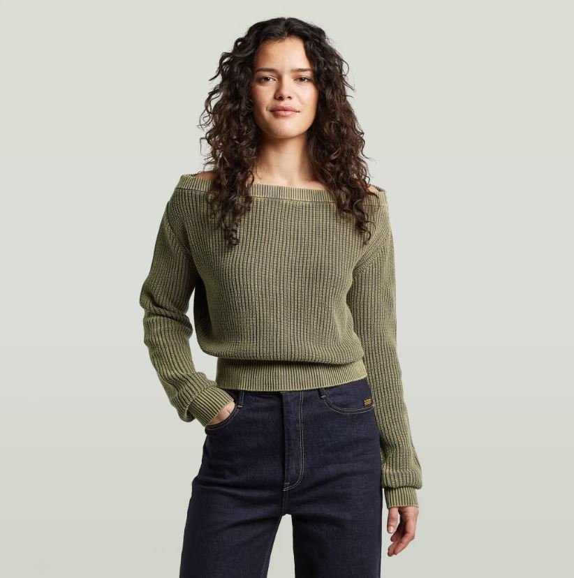 Off Shoulder Washed Knit - Chillis & More NZ