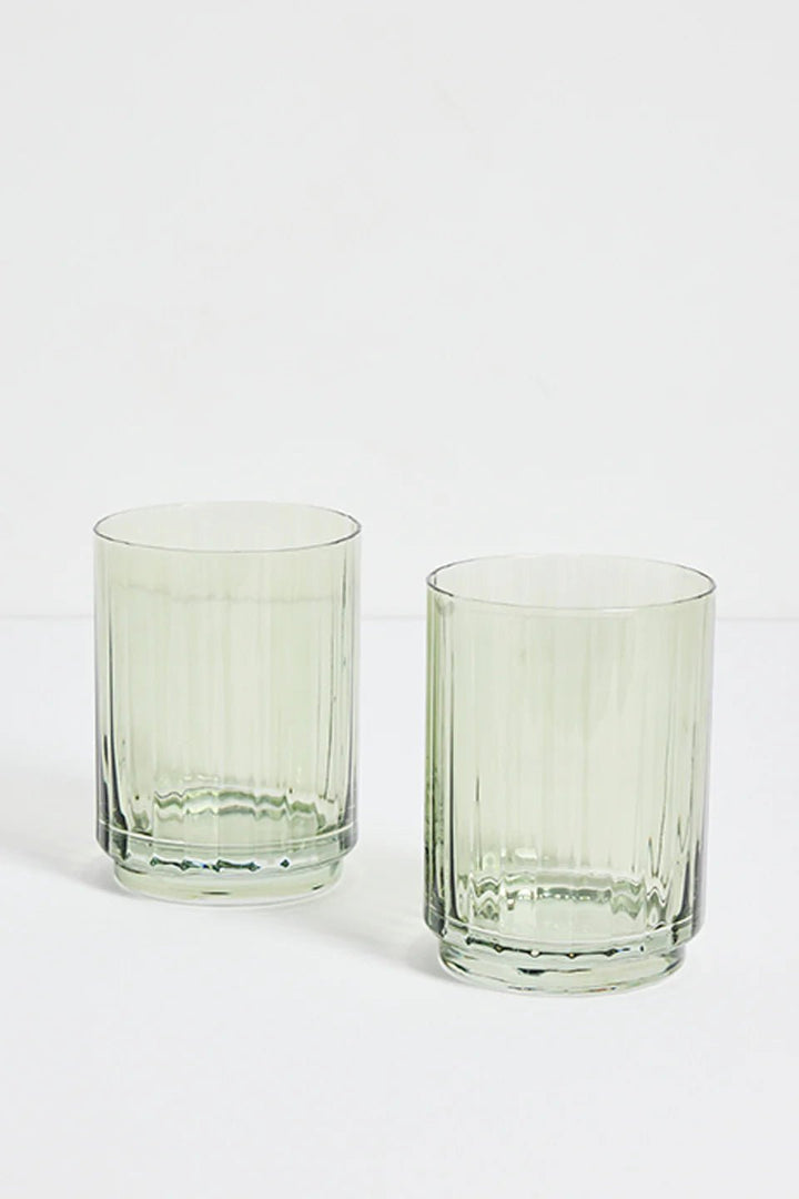Olive Green Ribbed Set 2 Tumblers - Chillis & More NZ
