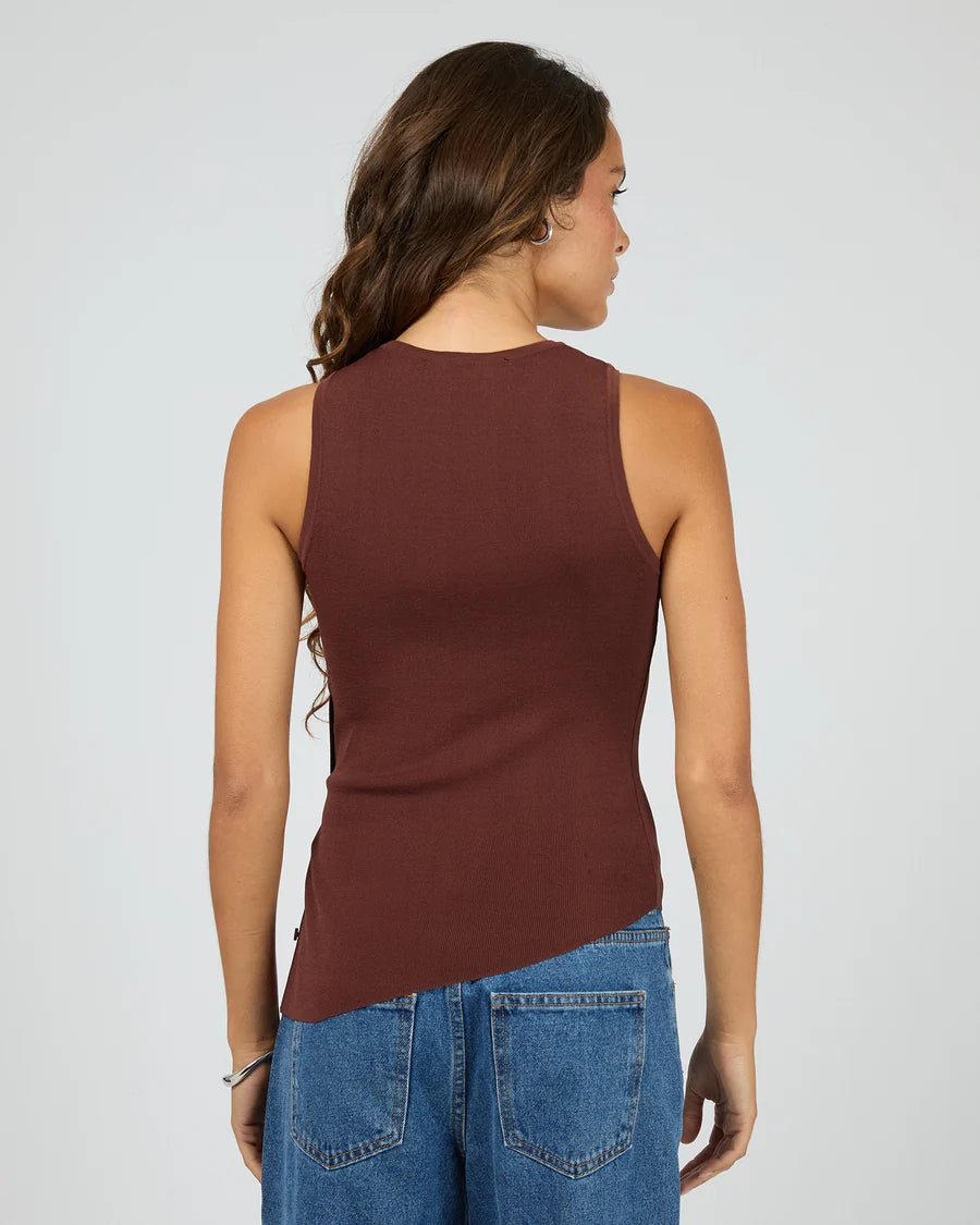 Ollie Button Down Knit Tank - Cherry - Chillis & More NZ