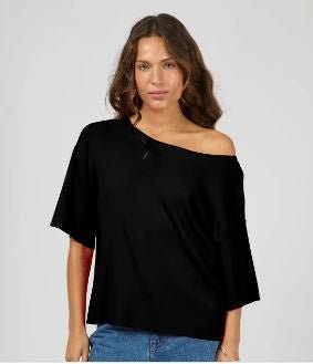 Ollie Off Shoulder Knit Top - Black - Chillis & More NZ