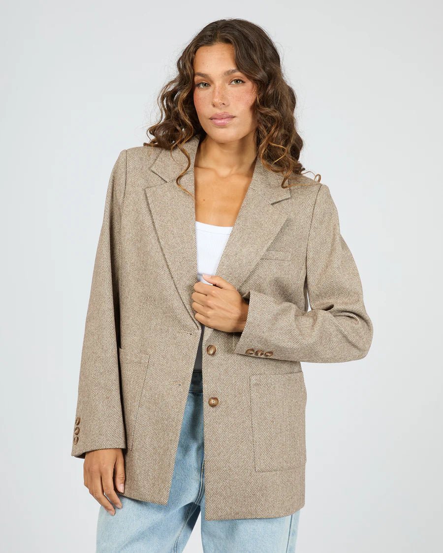 Opal Textured Blazer - Brown - Chillis & More NZ
