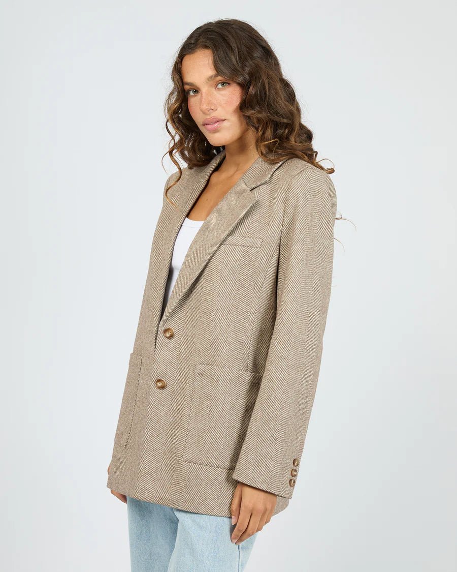 Opal Textured Blazer - Brown - Chillis & More NZ