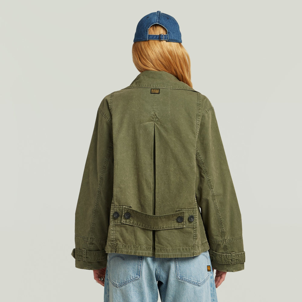 Oversized Short Trench Coat - Overdye Shadow Olive - Chillis & More NZ