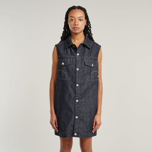 Oversized Sleeveless Dress - Raw Denim - Chillis & More NZ
