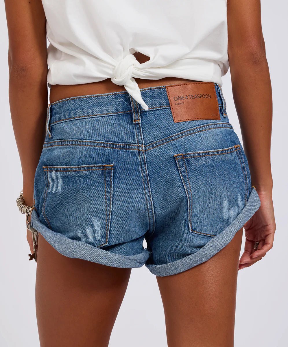 Pacifica Bandit Low Waist Denim Short - Pacifica Blue - Chillis & More NZ