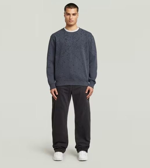 Paint Splatter Relaxed Sweatshirt - India Ink - Chillis & More NZ