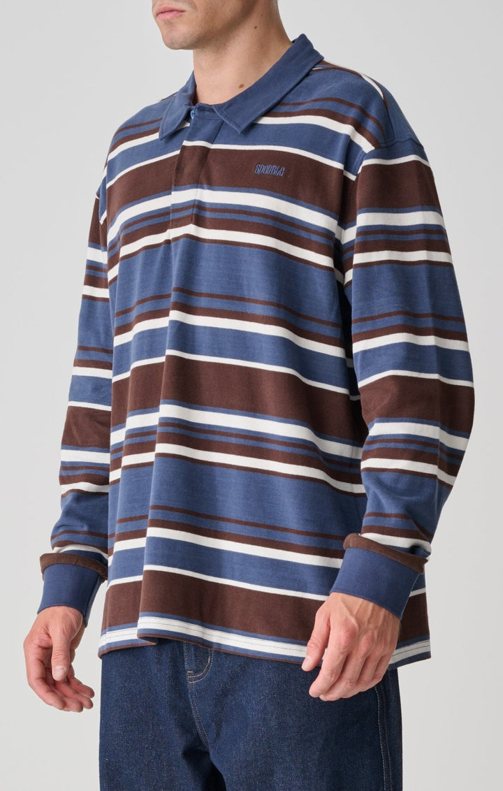Peach Stripe Rugby Jersey - Navy - Chillis & More NZ
