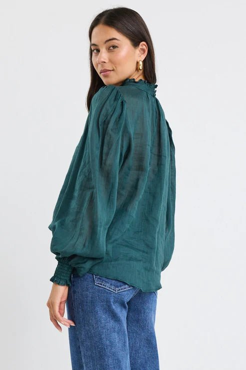 Poet Long Sleeve High Neck Top - Forest - Chillis & More NZ