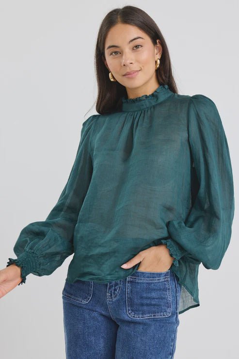 Poet Long Sleeve High Neck Top - Forest - Chillis & More NZ
