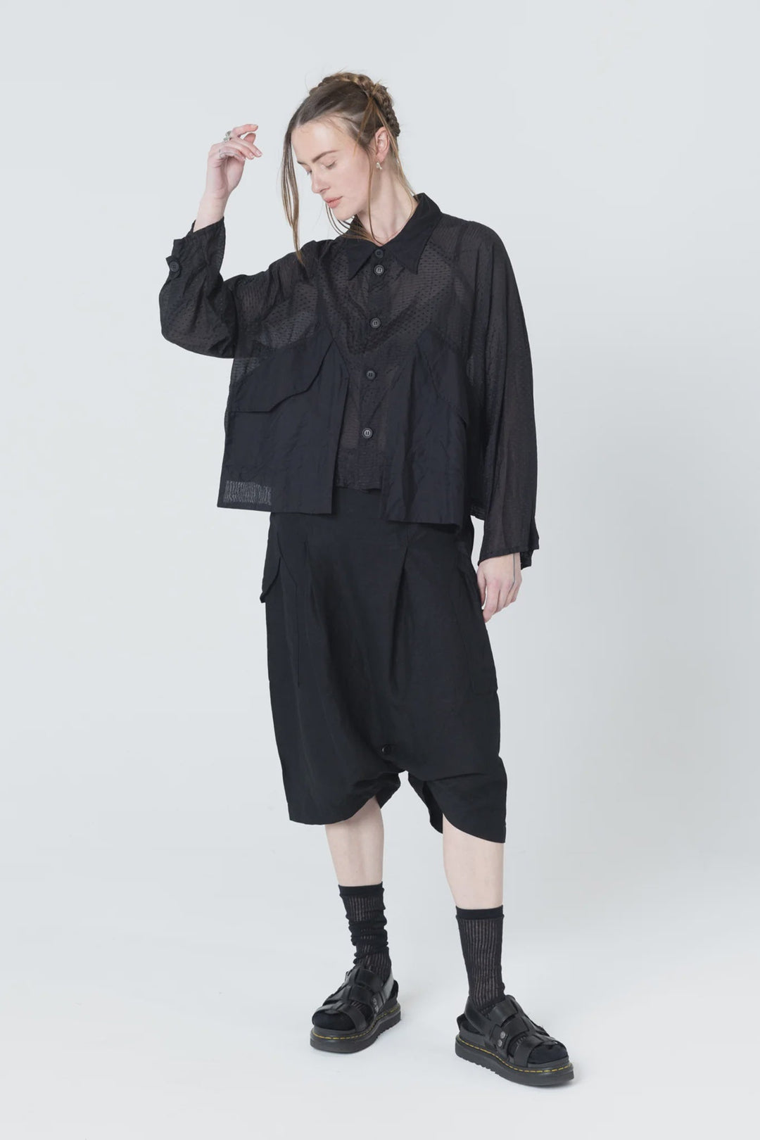 Poised Shirt Jacket - Black Dobby - Chillis & More NZ