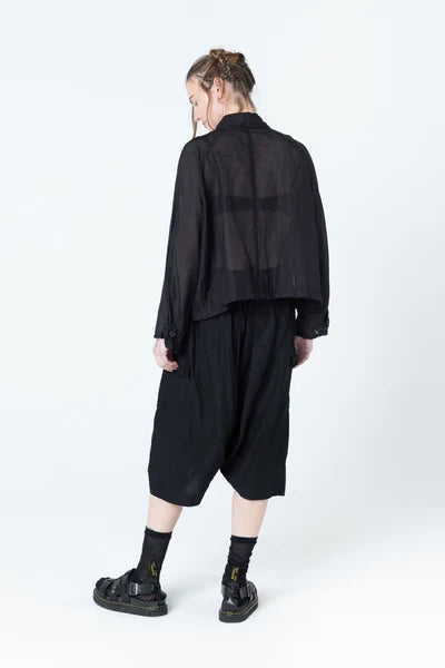 Poised Shirt Jacket - Black Dobby