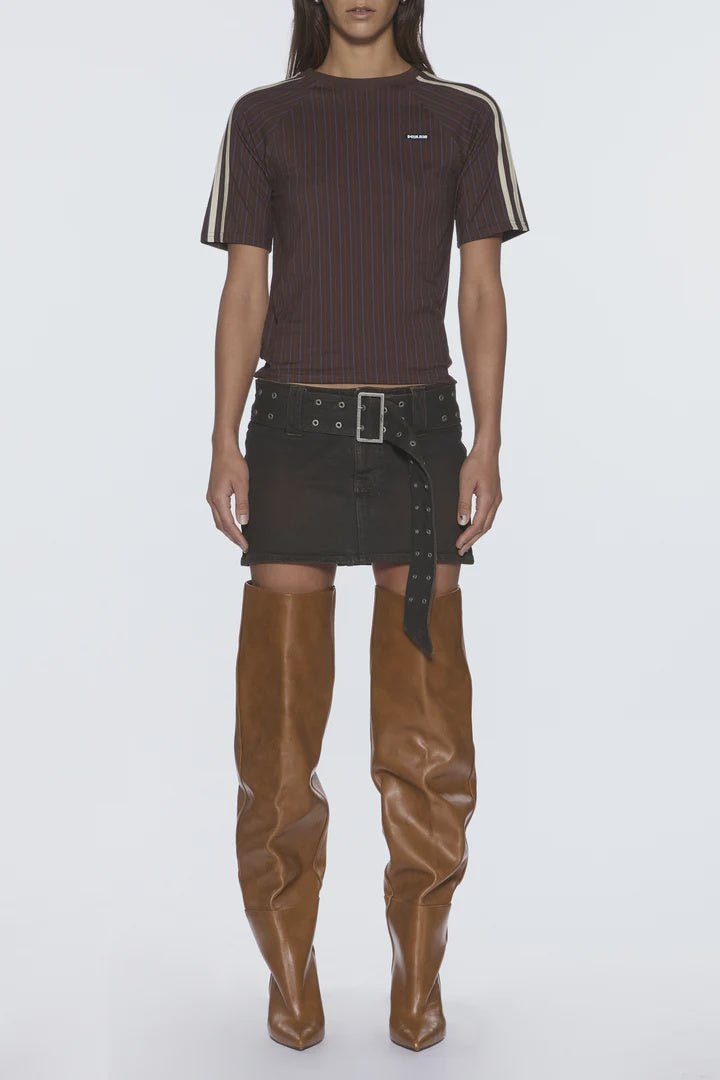 Porter SS Top - Chocolate Pinstripe - Chillis & More NZ