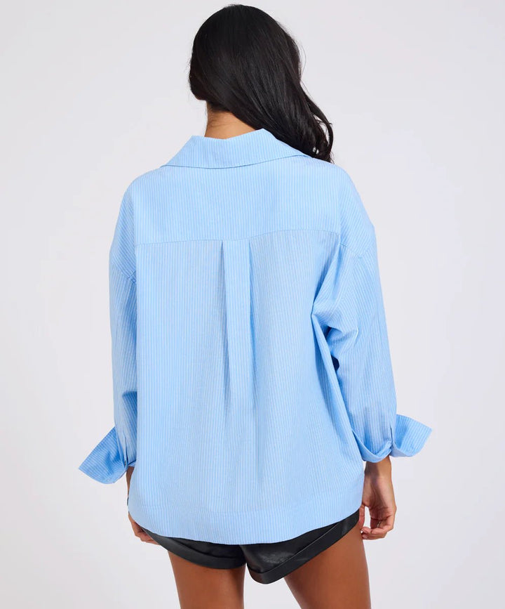 Powerhouse Oversized LS Pinstripe Shirt - Blue - Chillis & More NZ
