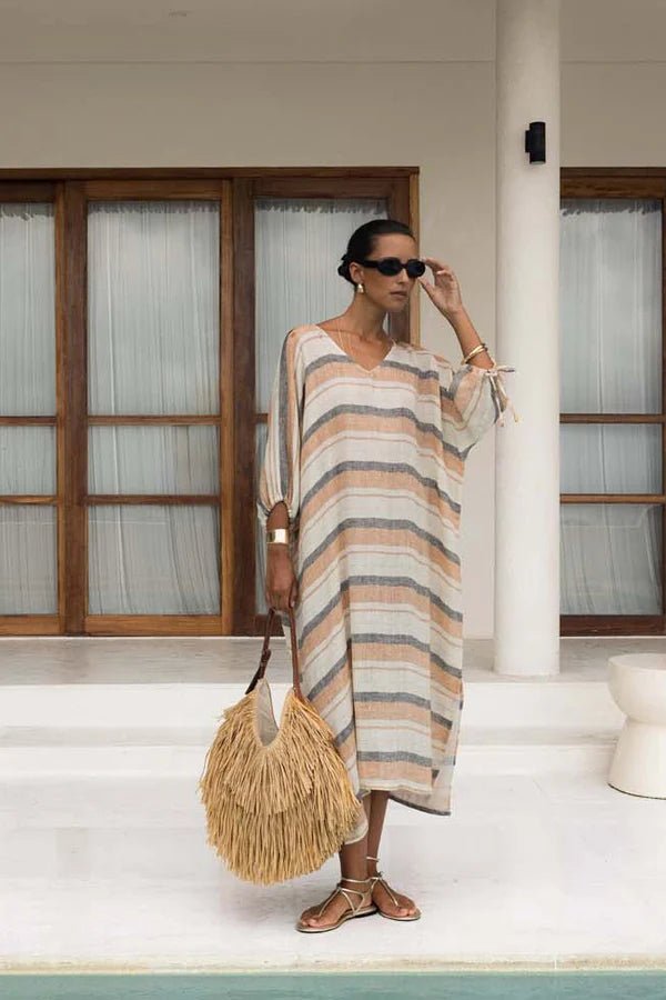 Praiano Midi Kaftan - Stripe - Chillis & More NZ