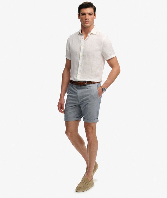 Premium Textured Chino Short - Blue Houndstooth - Chillis & More NZ