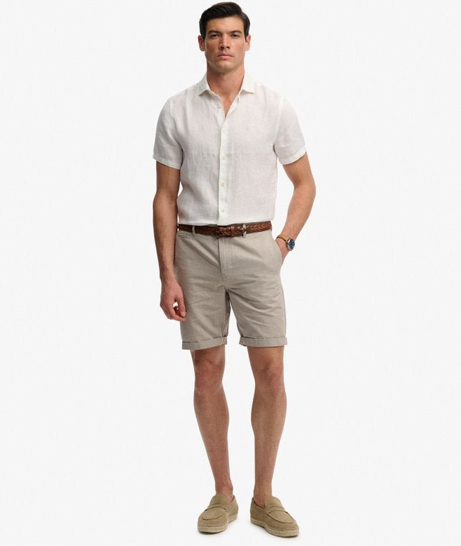 Premium Textured Chino Short - Tan Houndstooth - Chillis & More NZ