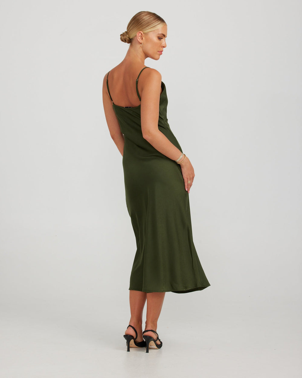 Rafaela Midi Dress - Dark Olive - Chillis & More NZ