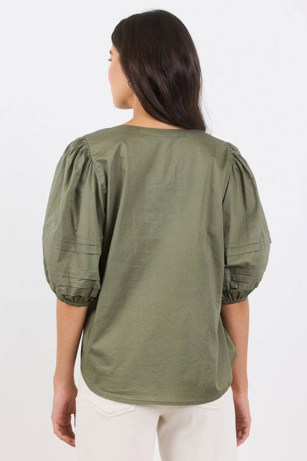 Recall Sage Pleat Short Sleeve Top - Chillis & More NZ