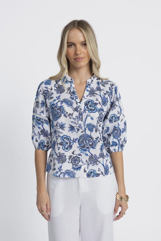 Rosa Blouse - Jardin Print - Chillis & More NZ