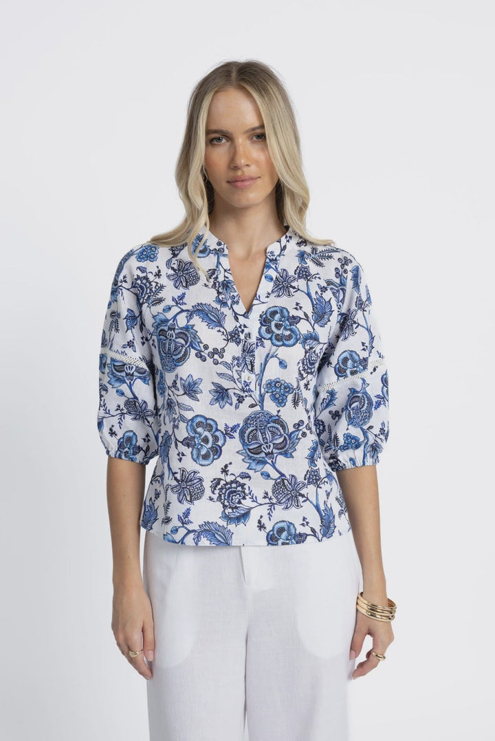 Rosa Blouse - Jardin Print - Chillis & More NZ