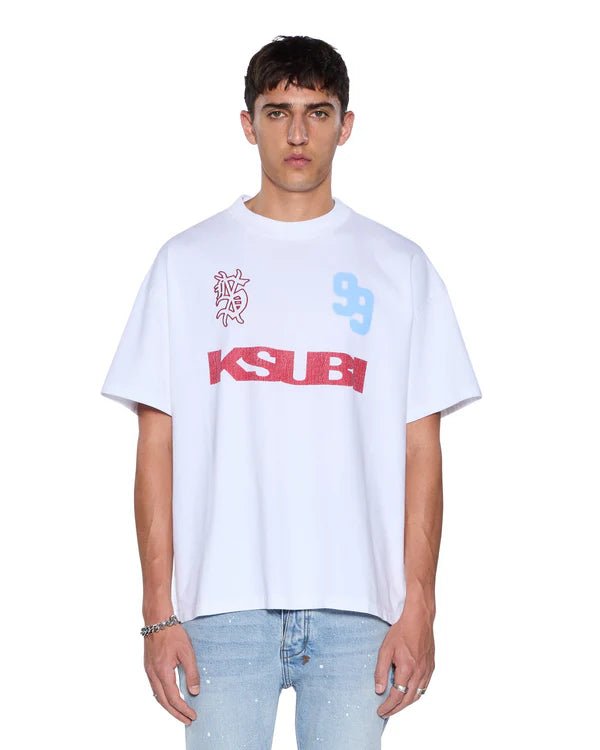 Rugged Ekcess SS Tee - White/Red - Chillis & More NZ