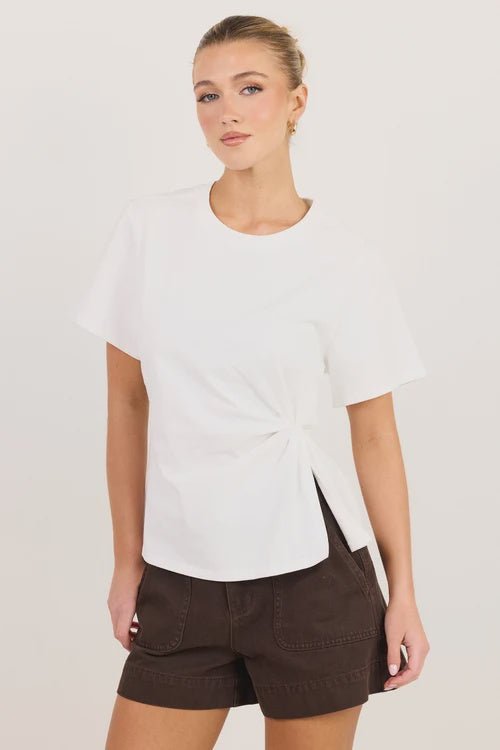 Rupture White Split Detail Tee - Chillis & More NZ