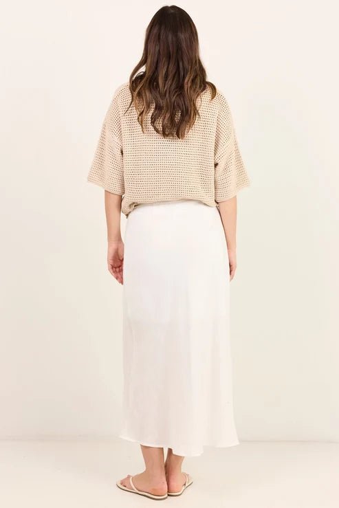 Sail White Linen Wrap Bias Maxi Skirt - Chillis & More NZ